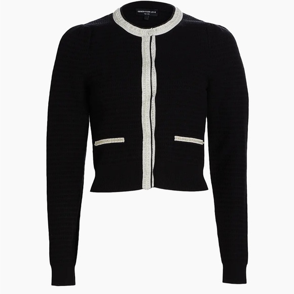 NWT Generation Love Leonora Beaded Knit Cardigan Sweater Black S - Picture 6 of 9